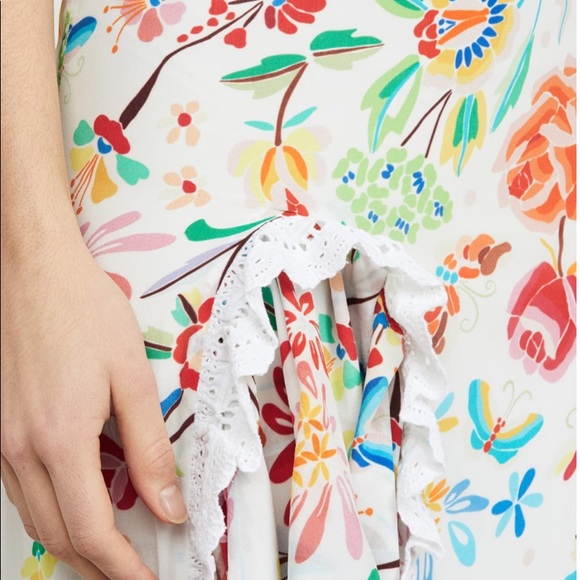 All Things Mochi White Floral Silk Clara skirt XS - Picture 5 of 15
